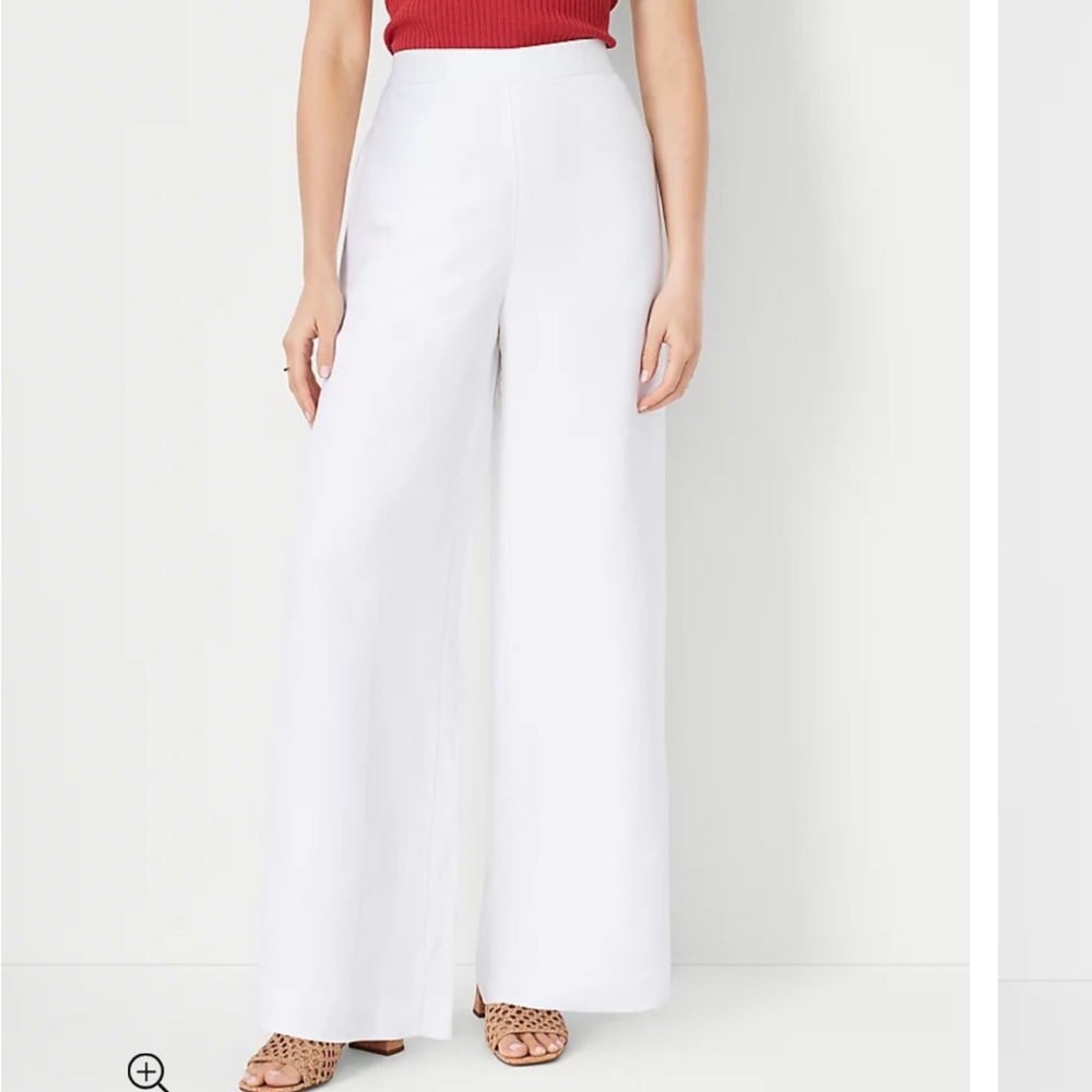 The Pull On Palazzo Pant in Linen Blend Ann Taylor White linen pants